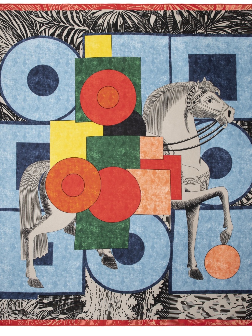Carolina Lemke Berlin Multicolor Horse Silk Satin Square Scarf Logo